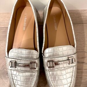 Calvin Klein Metallic Croc-Embossed Loafers